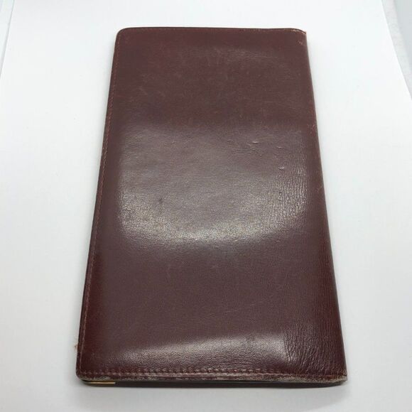 Must De Cartier Bordeaux Burgundy Red & Gold Leather Wallet Checkbook Holder - Picture 4 of 9